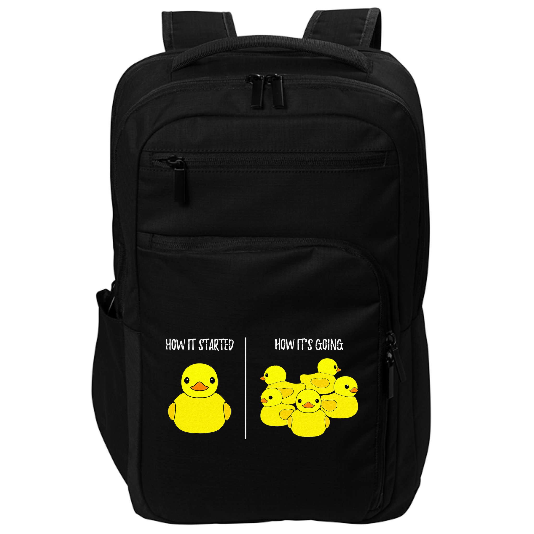 How It Started How Its Going Bath Duckie Toy Rubber Duck Impact Tech Backpack
