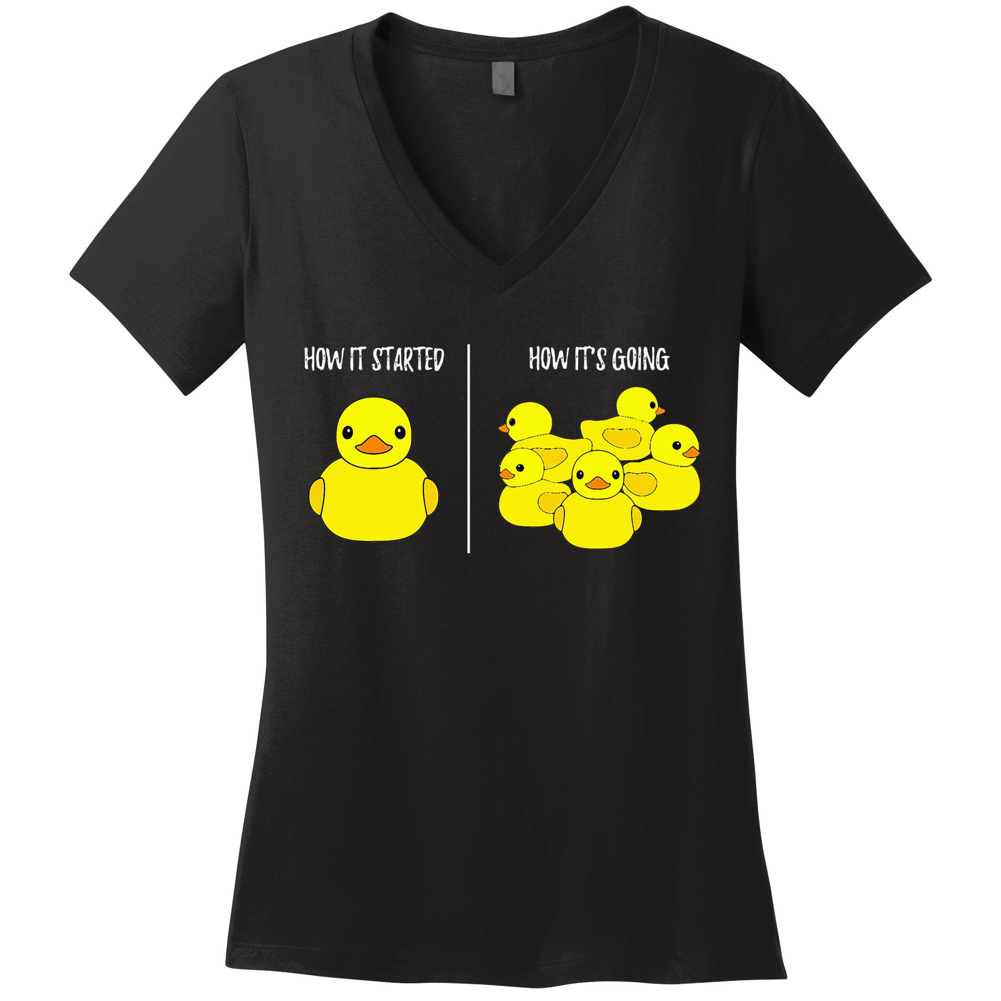 How It Started How Its Going Bath Duckie Toy Rubber Duck Women's V-Neck T-Shirt