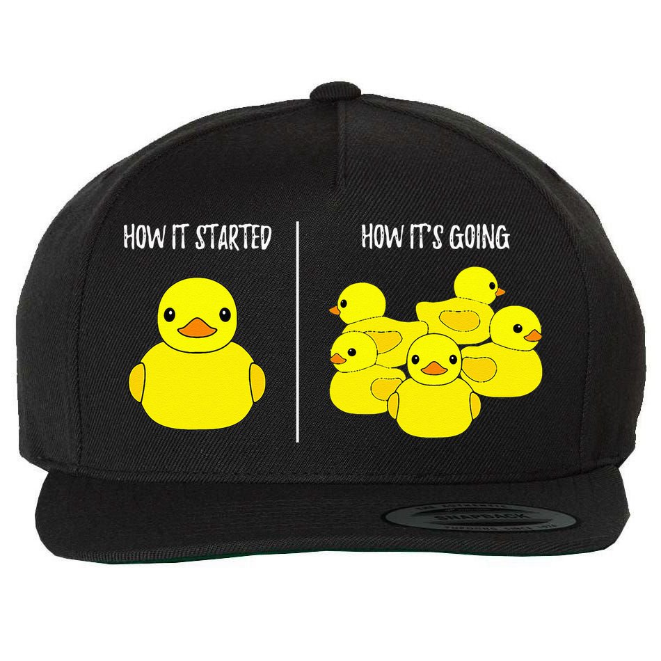 How It Started How Its Going Bath Duckie Toy Rubber Duck Wool Snapback Cap