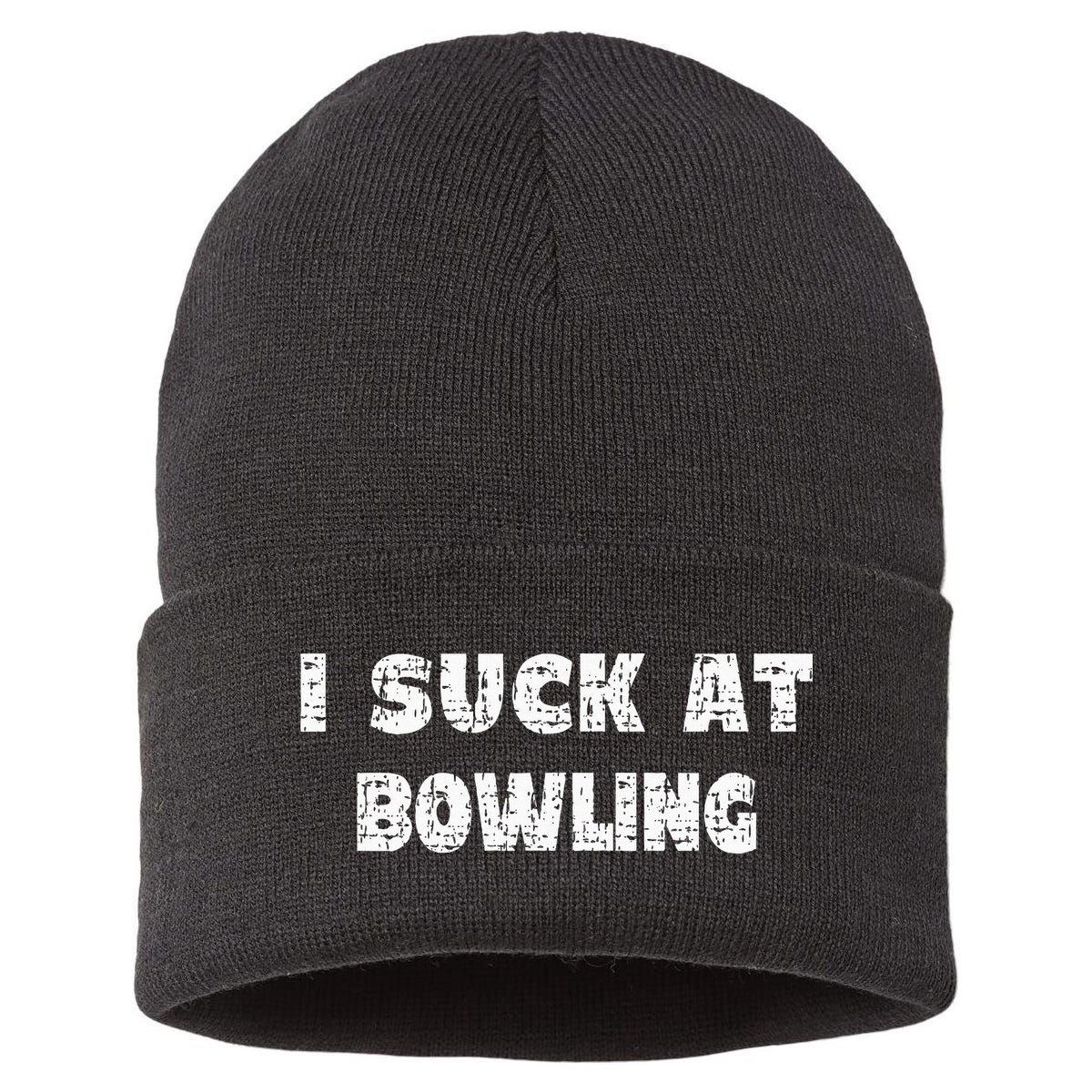 Hilarious I Suck At Bowling Bowler Quote Sustainable Knit Beanie