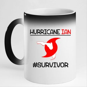 Hurricane Ian Survivor Florida Map 11oz Black Color Changing Mug