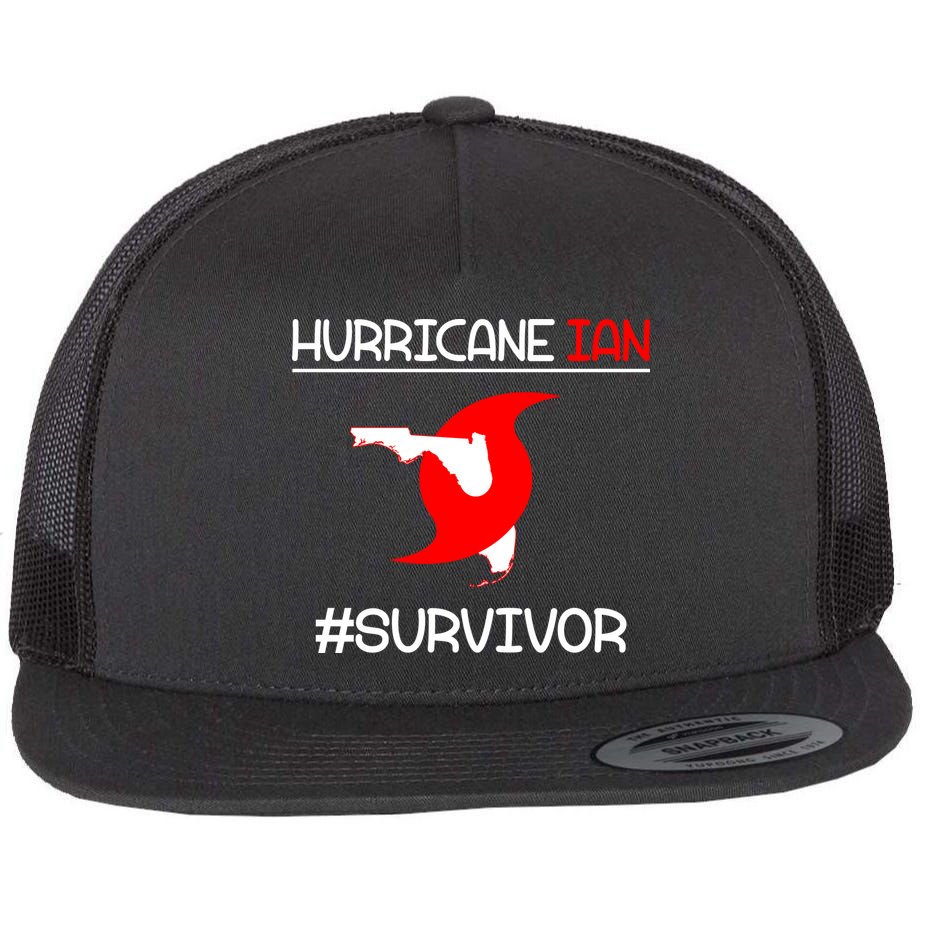 Hurricane Ian Survivor Florida Map Flat Bill Trucker Hat