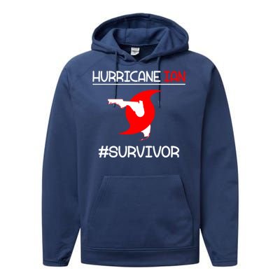 Hurricane Ian Survivor Florida Map Performance Fleece Hoodie