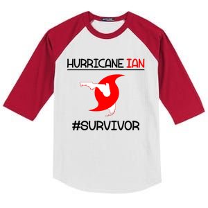 Hurricane Ian Survivor Florida Map Kids Colorblock Raglan Jersey