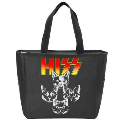 Hiss Music Cat Band Zip Tote Bag