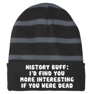 History Buff: I'd Find You More Interesting If You Are Dead Striped Beanie with Solid Band