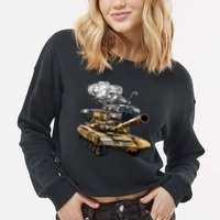 History of The Army Tank Cropped Pullover Crew
