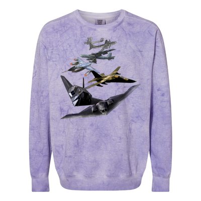 History Of The Bomber Plane Air Force Colorblast Crewneck Sweatshirt