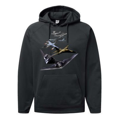 History Of The Bomber Plane Air Force Performance Fleece Hoodie