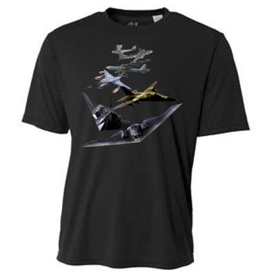 History Of The Bomber Plane Air Force Cooling Performance Crew T-Shirt