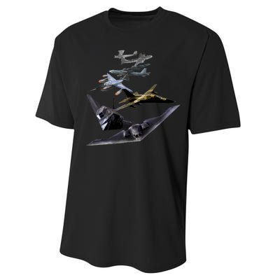 History Of The Bomber Plane Air Force Performance Sprint T-Shirt