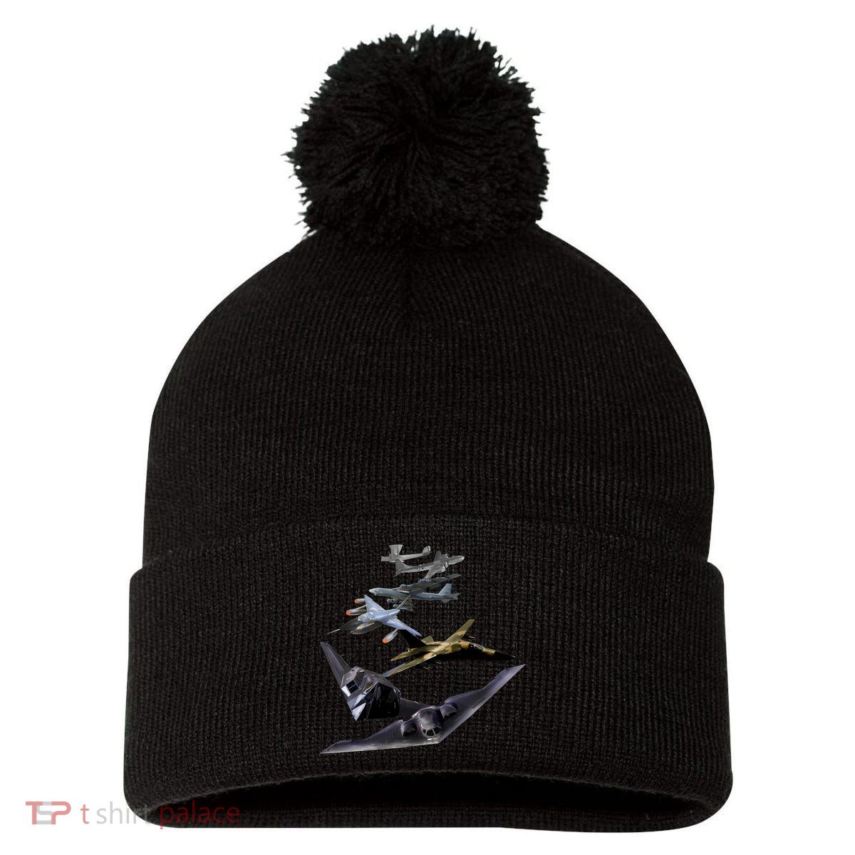 History Of The Bomber Plane Air Force Pom Pom 12in Knit Beanie