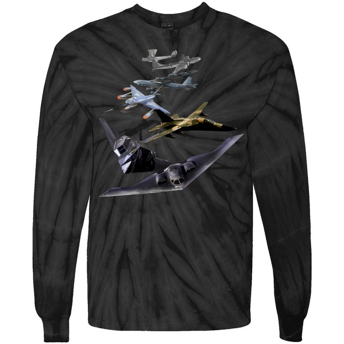 History Of The Bomber Plane Air Force Tie-Dye Long Sleeve Shirt