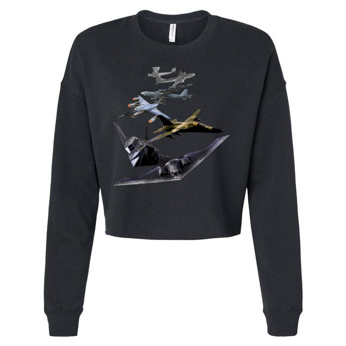 History Of The Bomber Plane Air Force Cropped Pullover Crew