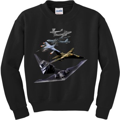 History Of The Bomber Plane Air Force Kids Sweatshirt