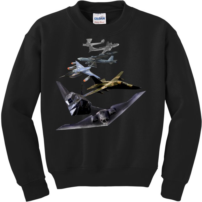 History Of The Bomber Plane Air Force Kids Sweatshirt