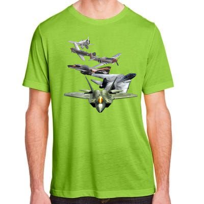 History Of The Fighter Plane - Air Force F-22 F-16 Adult ChromaSoft Performance T-Shirt