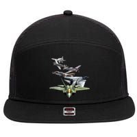 History Of The Fighter Plane - Air Force F-22 F-16 7 Panel Mesh Trucker Snapback Hat