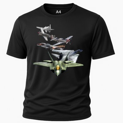 History Of The Fighter Plane - Air Force F-22 F-16 Performance Shirt