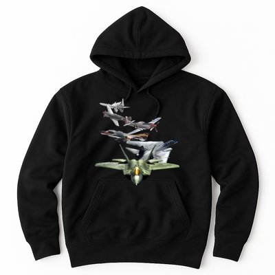 History Of The Fighter Plane - Air Force F-22 F-16 Hoodie