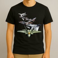 History Of The Fighter Plane - Air Force F-22 F-16 T-Shirt