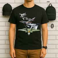 History Of The Fighter Plane - Air Force F-22 F-16 T-Shirt