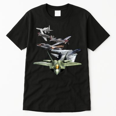 History Of The Fighter Plane - Air Force F-22 F-16 Tall T-Shirt