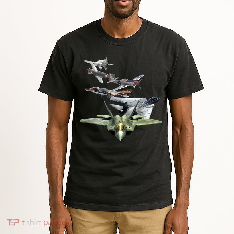 History Of The Fighter Plane - Air Force F-22 F-16 Tall T-Shirt
