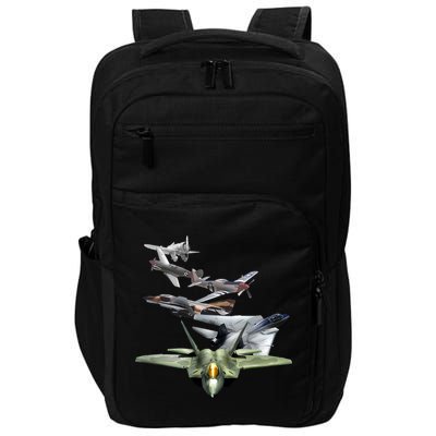 History Of The Fighter Plane - Air Force F-22 F-16 Impact Tech Backpack