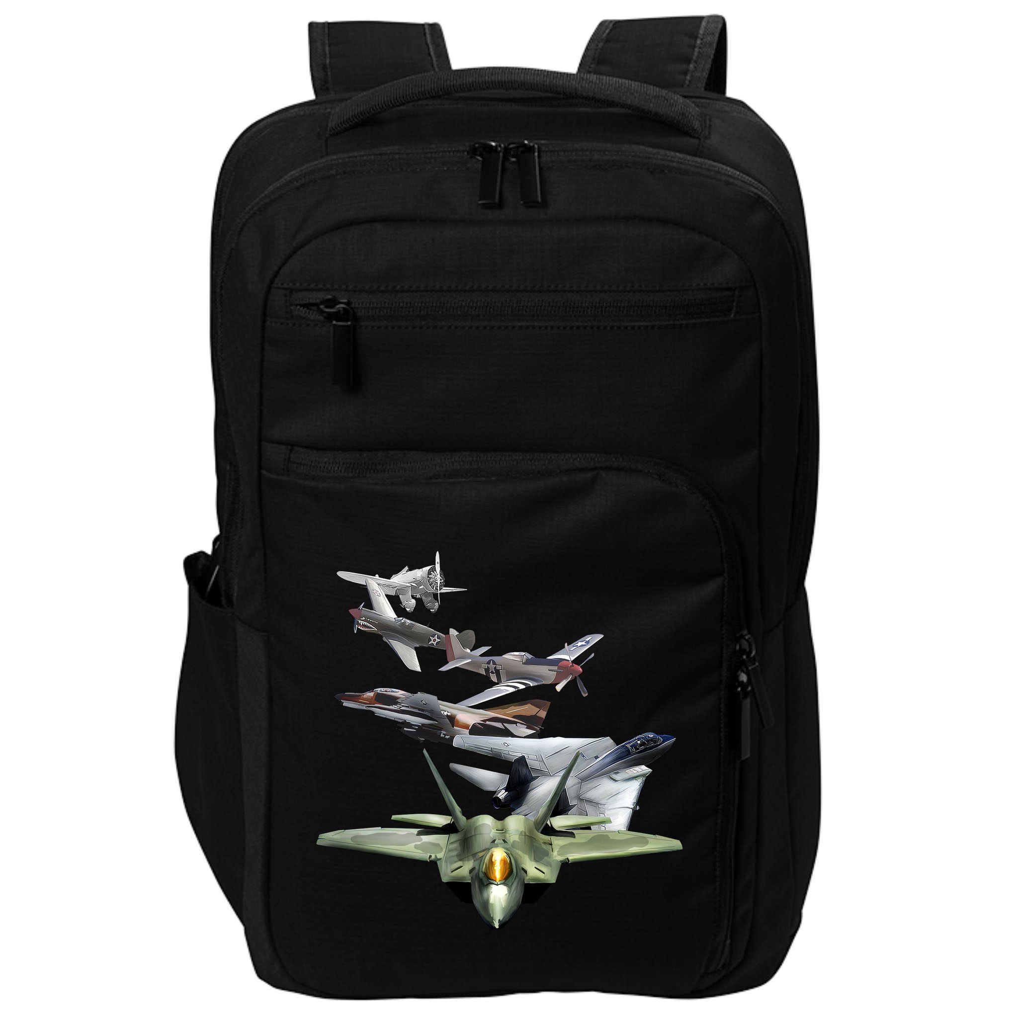 History Of The Fighter Plane - Air Force F-22 F-16 Impact Tech Backpack