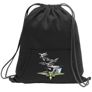 History Of The Fighter Plane - Air Force F-22 F-16 Sweatshirt Cinch Pack Bag