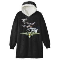 History Of The Fighter Plane - Air Force F-22 F-16 Hooded Wearable Blanket