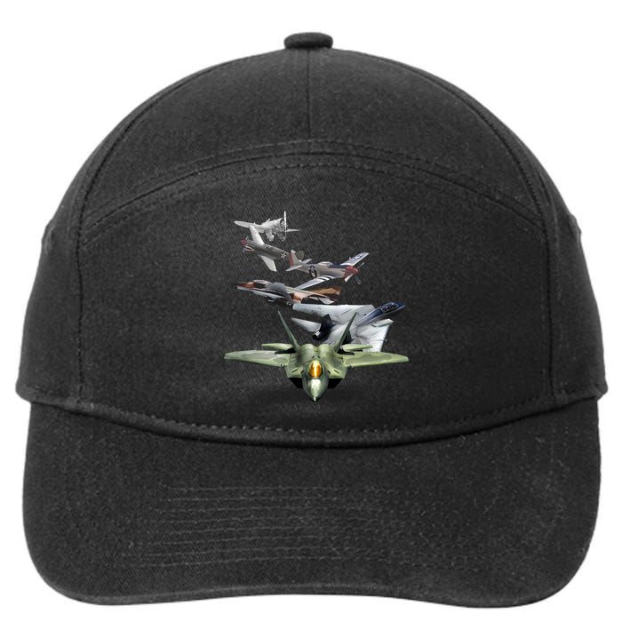 History Of The Fighter Plane - Air Force F-22 F-16 7-Panel Snapback Hat