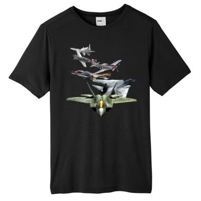 History Of The Fighter Plane - Air Force F-22 F-16 Tall Fusion ChromaSoft Performance T-Shirt