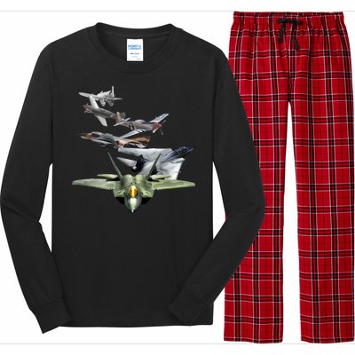 History Of The Fighter Plane - Air Force F-22 F-16 Long Sleeve Pajama Set