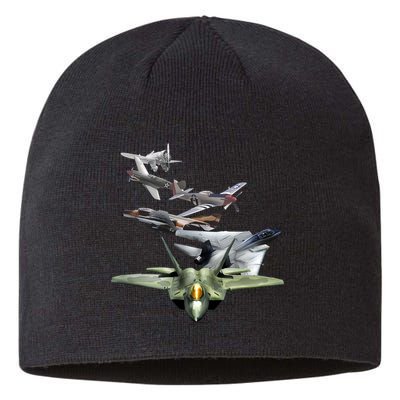 History Of The Fighter Plane - Air Force F-22 F-16 Sustainable Beanie