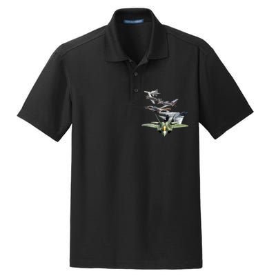 History Of The Fighter Plane - Air Force F-22 F-16 Dry Zone Grid Polo