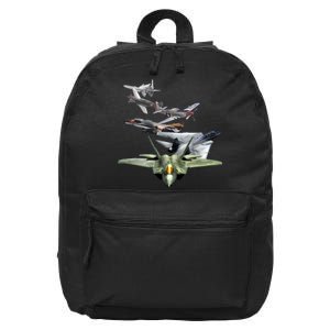 History Of The Fighter Plane - Air Force F-22 F-16 16 in Basic Backpack