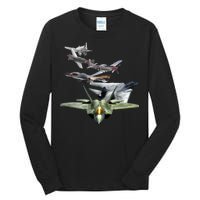 History Of The Fighter Plane - Air Force F-22 F-16 Tall Long Sleeve T-Shirt