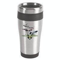 History Of The Fighter Plane - Air Force F-22 F-16 16oz Travel Tumbler