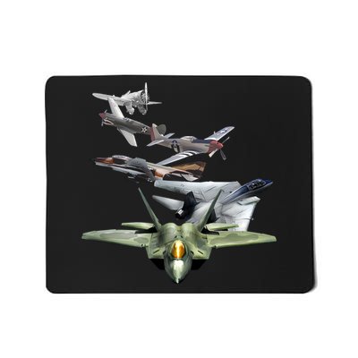 History Of The Fighter Plane - Air Force F-22 F-16 Mousepad