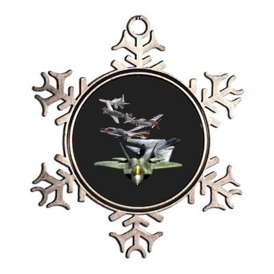 History Of The Fighter Plane - Air Force F-22 F-16 Metallic Star Ornament