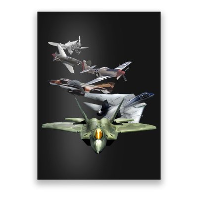 History Of The Fighter Plane - Air Force F-22 F-16 Poster