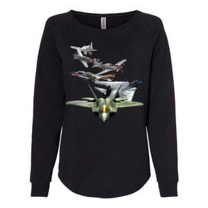 History Of The Fighter Plane - Air Force F-22 F-16 Womens California Wash Sweatshirt