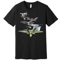 History Of The Fighter Plane - Air Force F-22 F-16 Premium T-Shirt