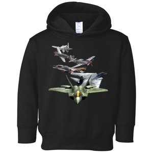 History Of The Fighter Plane - Air Force F-22 F-16 Toddler Hoodie