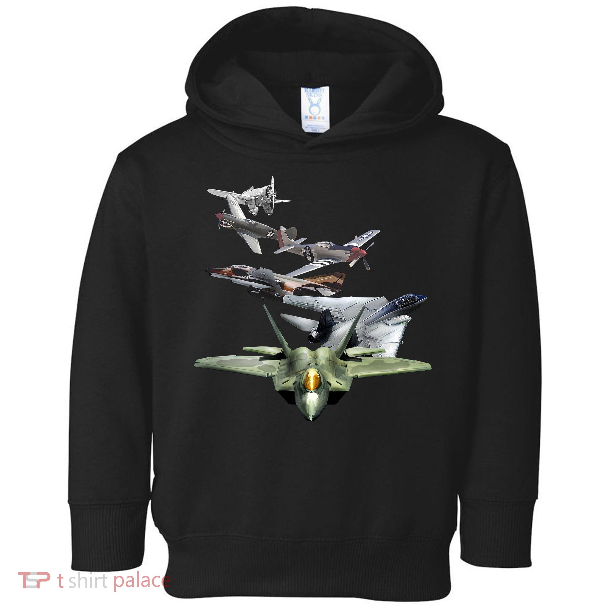 History Of The Fighter Plane - Air Force F-22 F-16 Toddler Hoodie