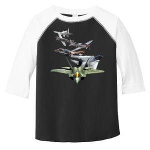 History Of The Fighter Plane - Air Force F-22 F-16 Toddler Fine Jersey T-Shirt