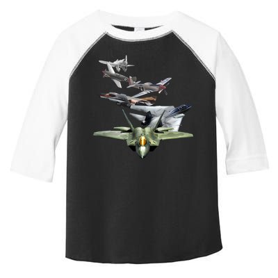 History Of The Fighter Plane - Air Force F-22 F-16 Toddler Fine Jersey T-Shirt