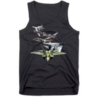 History Of The Fighter Plane - Air Force F-22 F-16 Tank Top